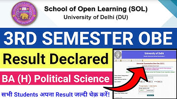 Sol BA Hons Political Science 3rd Semester Result Declared 2022 | Ba hons political science Result