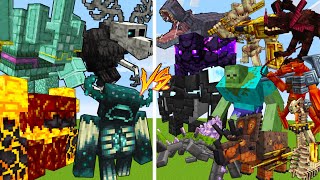 4 Random Bosses VS 10 Mini Bosses / Minecraft Mob Battle