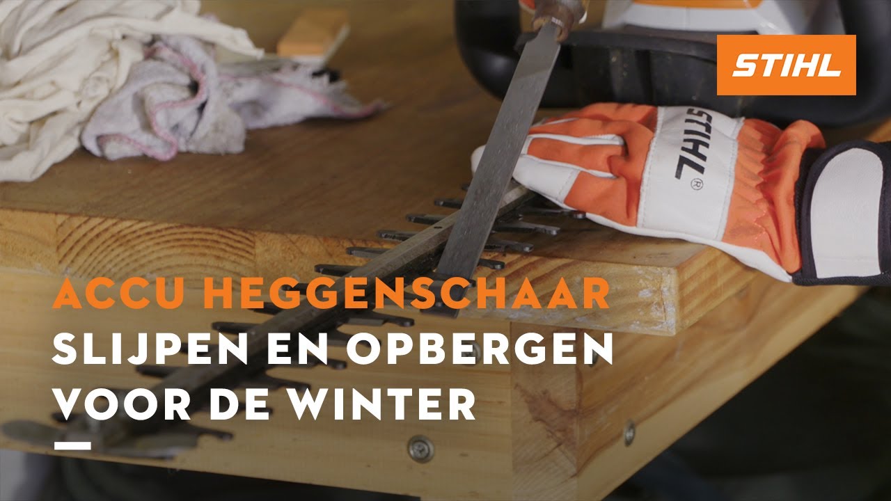 privaat Recensie Verouderd Slijpen en opbergen voor de winter - STIHL Accu heggenscharen - YouTube