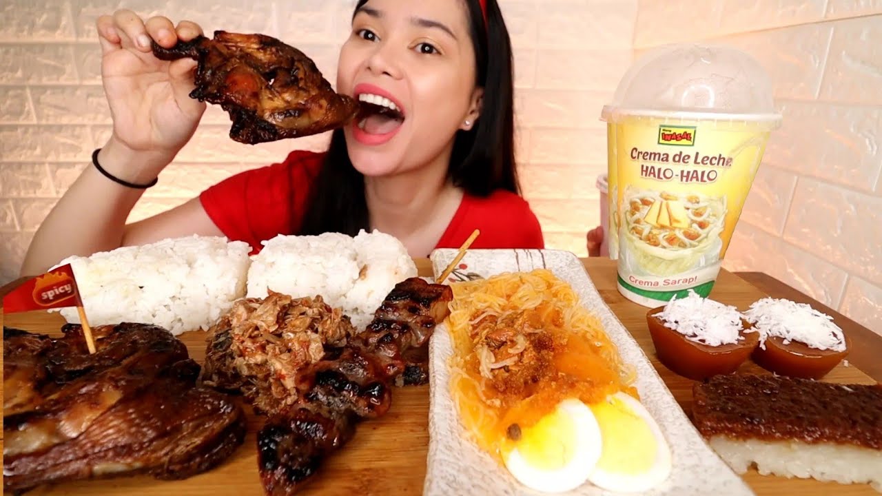 MANG INASAL MUKBANG | chicken, pork bbq, halo halo etc. - YouTube