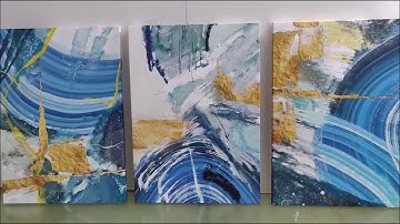 Finished Example of Abstract Wall Art | 3 Piece Canvas Set | Marble Texture | mybudgetart.com.au