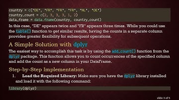 How to Create a New Column with Count of String Occurrences in R country_count