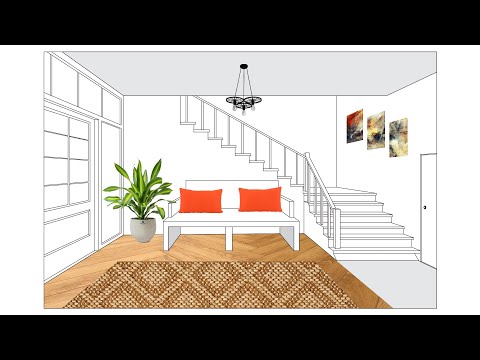 Video Vẽ cầu thang trong phòng khách với phối cảnh 1 điểm... - youtube