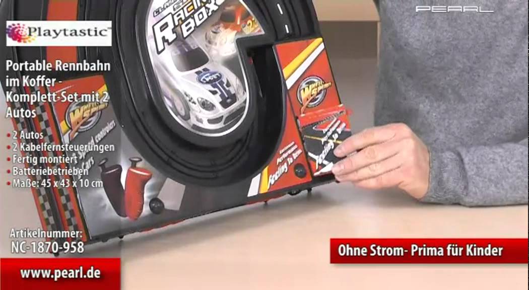 Playtastic Portable Rennbahn im Koffer - Komplett-Set mit 2 Autos