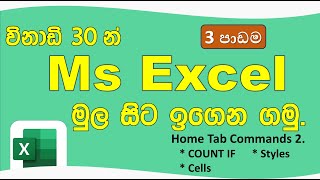 Ms Excel මුල සිට ඉගෙන ගමු - 3 පාඩම