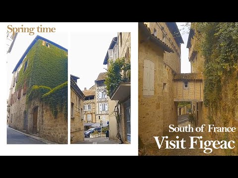 Travel to France | French Medieval City Walkthrough in springtime | Figeac, Lot, France