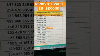 Remove space between two numbers in second #excel #exceltips #exceltricks #motivation #education