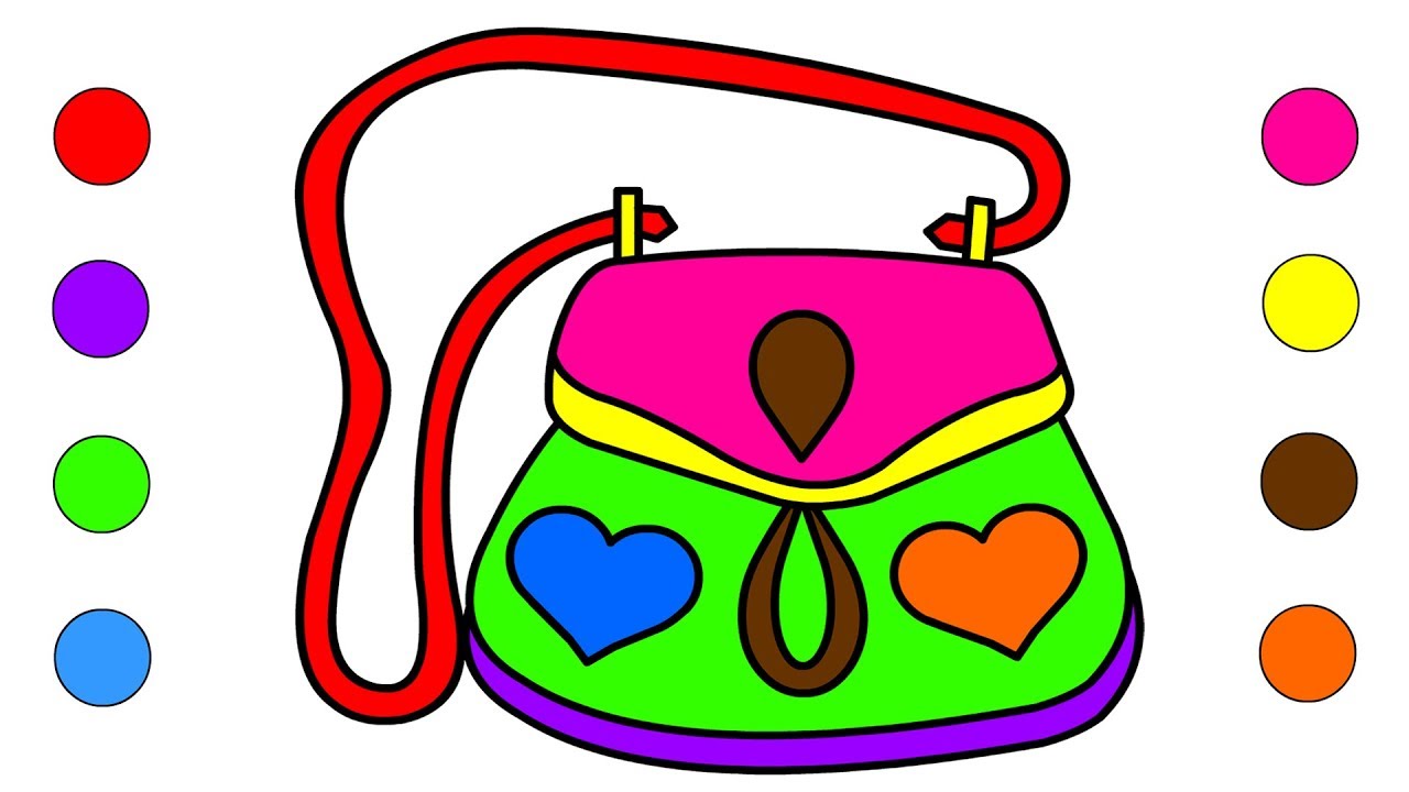 How To Draw Handbag Coloring Pages For Kids Children – Learn Colours Coloring Book Girls Accessories