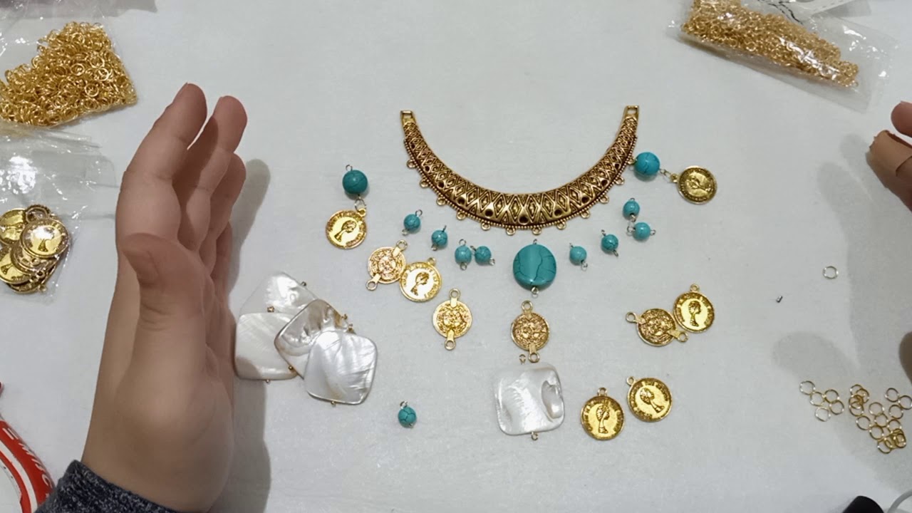 طريقة عمل كردان من الفيروز والصدف والكوينز المعدن 🥰| سلسلة تعليم الإكسسوارات | هاند ميد