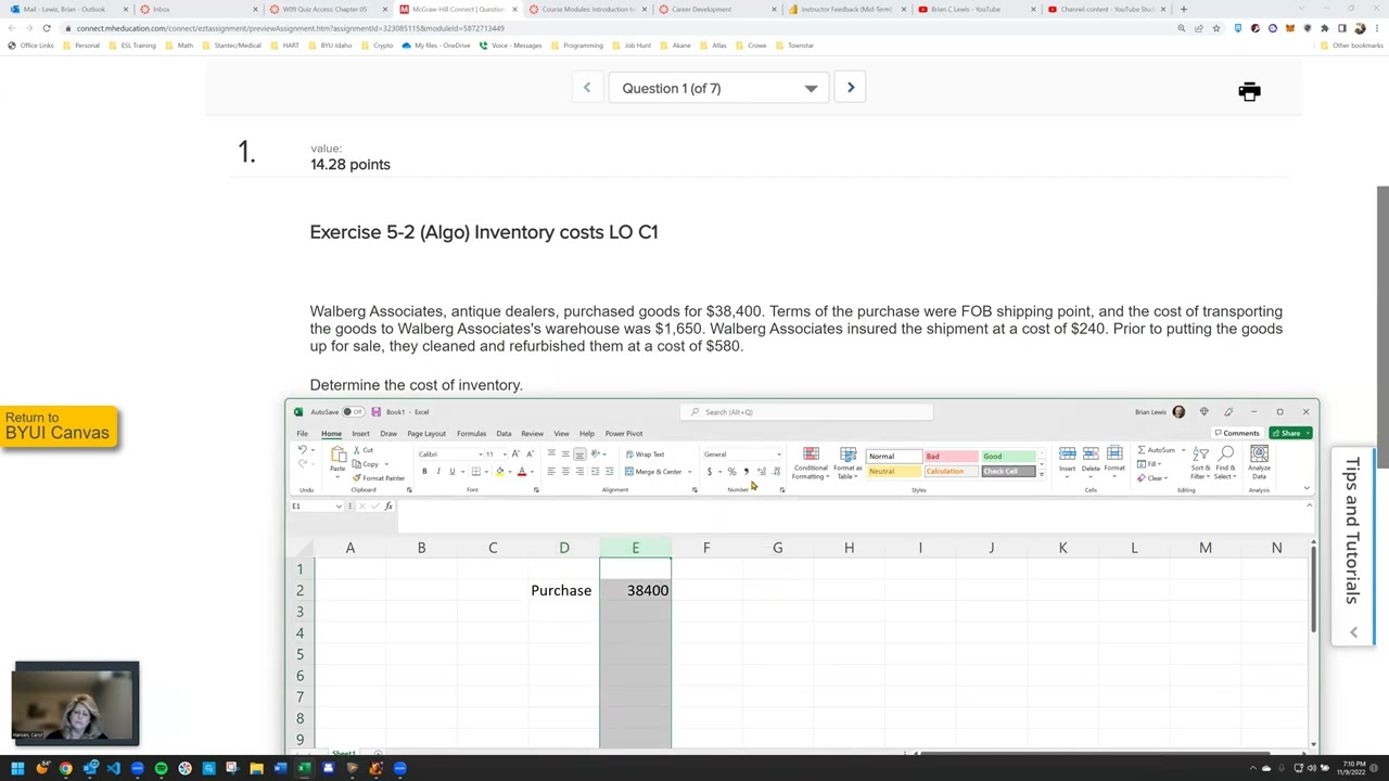 ACCTG201 Week 09 Quiz Access Problem 1 (Exercise 5-2)