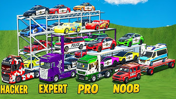 NOOB VS PRO VS EXPERT VS HACKER TRANSPORT BATTLE! Farming Simulator 25