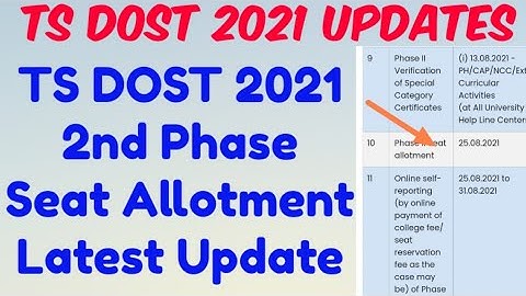 TS DOST 2021 Seat Allotment//TS DOST 2nd Phase Seat Allotment Release Date//3rd Phase Counselling.?
