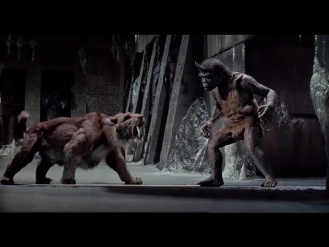 Sinbad and the Eye of the Tiger (1977) Smilodon vs Troglodyte