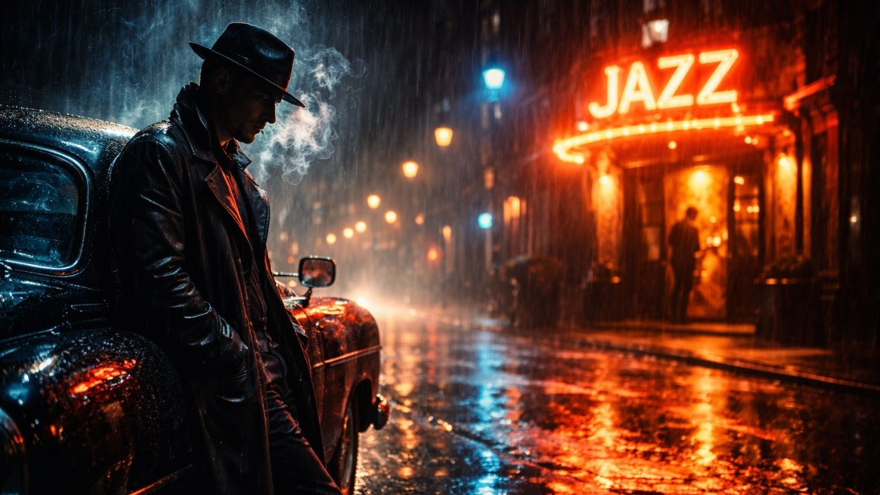 [Jazz Noir Playlist] Rainy City Nights 🎷 Dark Lounge Jazz for Focus & Late Night Thinking