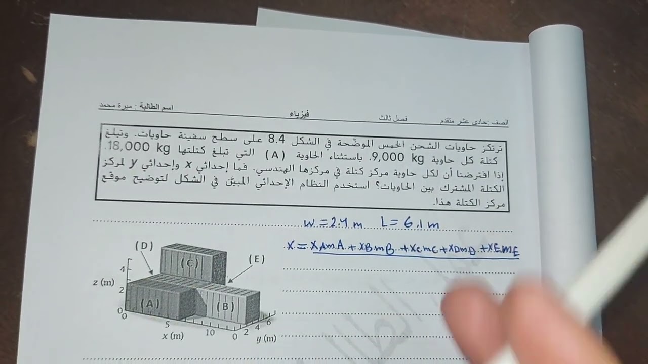 فيزياء 11متقدم. الوحدة 8 الاجسام الجاسئة. أ.محمد ميرة..ف3