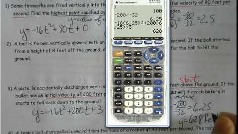 Alg 2   Unit 2   Quadratic Word Problems Projectile Motion