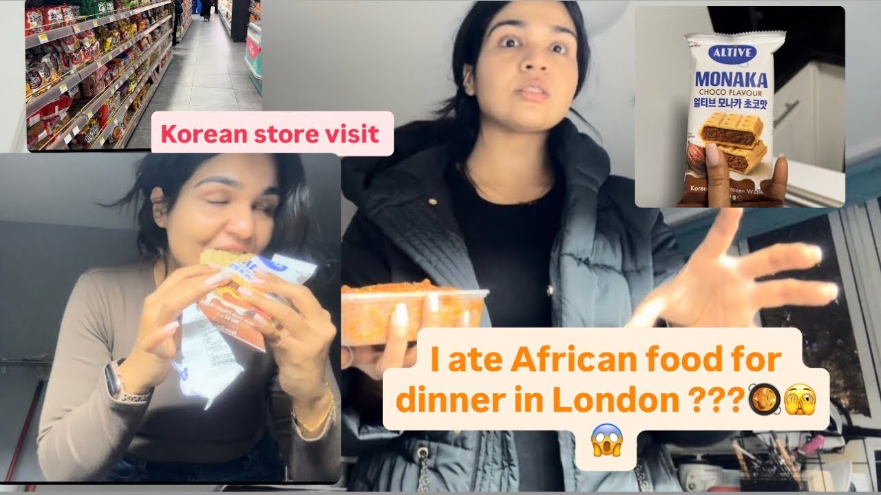 Indian girl trying African food👨🏼‍🍳🇬🇧 Korean Ice cream kaisa tha? Living alone in London 