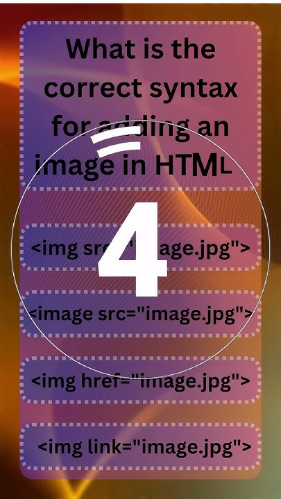 Do you know what is the Correct Syntax for Adding an Image in HTML # ...
