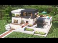 Minecraft: How To Build a Modern House with Pool Waterfall(#25) | 마인크래프트 건축, 모던하우스, 인테리어