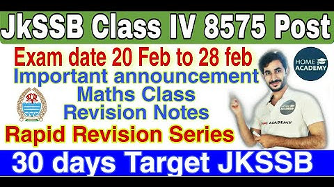 JkSSB Class IV 30 days to crack exam Doubt session Revision notes by home academy