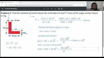 Problem 3 -  Moment of Inertia for angle section ( L section) / Engineering Mechanics