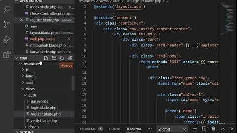 Pertemuan 7 Membuat halaman login dan register di laravel 7