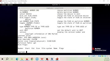 Redhat Linux 9 Lab:  Exercise 14-4 Creating Partitions with parted