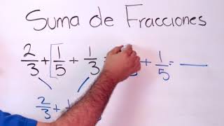 suma de fracciones, dos con el mismo denominador y uno diferente
