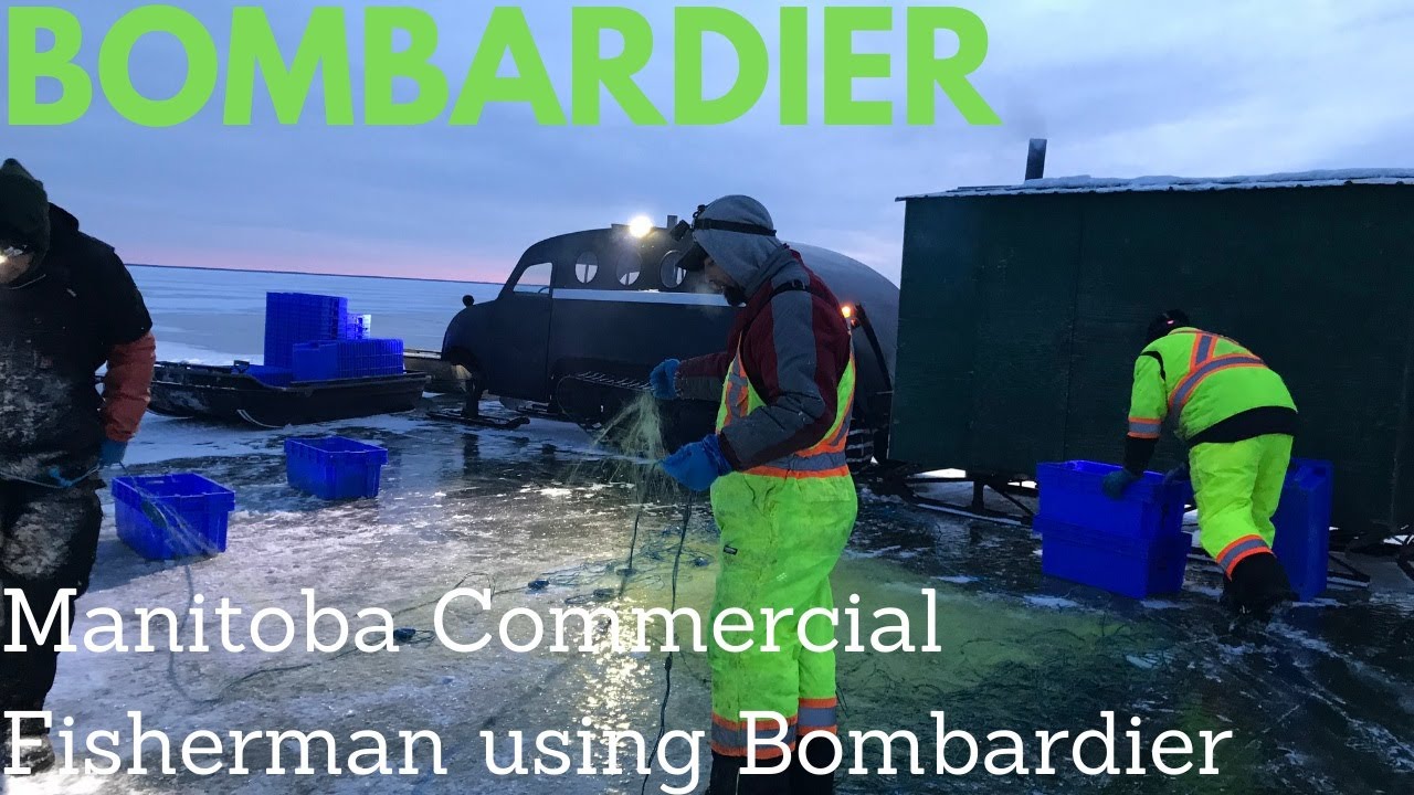 BOMBARDIER at WORK Manitoba Commercial Ice Fishing 2022 YouTube