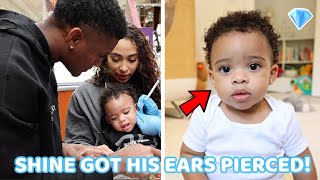 BABY SHINE GETS HIS EARS PIERCED AT 11 MONTHS! *Adorable*