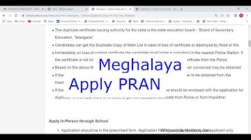 Meghalaya - Apply for Permanent Retirement Account Number (PRAN) (Online)