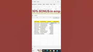 Add 10% Bonus in Employee Salary in Excel #excel #exceltips #exceltutorial #msexcel #microsoftexcel