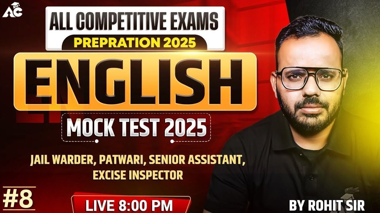 English Mock Test for All Competitive Exams Preparation 2025 By Rohit Sir #8