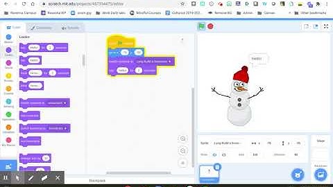 Import and animate your snowman in scratch