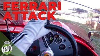 Insane helmet-cam chucking Ferrari 246S Dino up Goodwood Hill