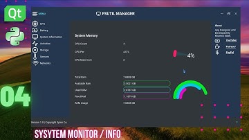 #4 Desktop App To Monitor All System Information | Python | PYQT | PYSIDE2/6 | PSUTIL Modern GUI/ UI
