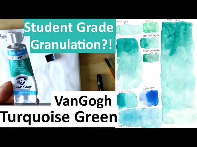 Van Gogh watercolor pans - the granulation is just beautiful (for me) -  Swatching my new colors 