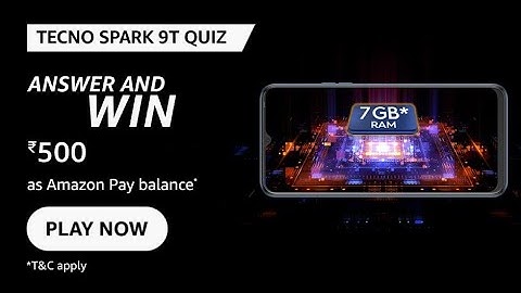 Amazon Tecno Spark 9T Quiz Answers Today | 6 August 2022