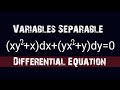 (xy^2+x)dx+(yx^2+y)dy=0 #VariablesSeparable #DifferentialEquations L372