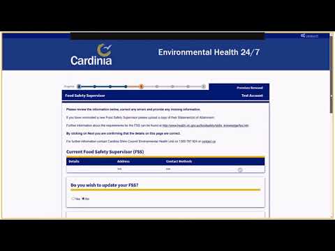 Cardinia Shire Council eHealth portal walk-through