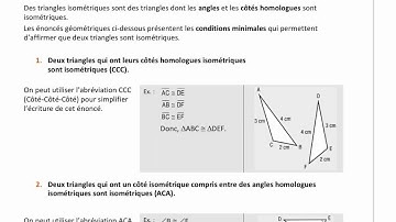 conditions minimales triangles isométriques