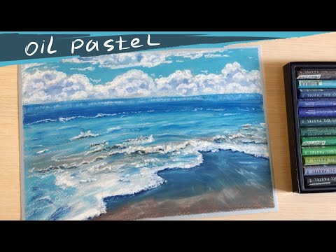 Видео: Морской пейзаж масляной пастелью | Sea | Soft oil pastels gallery by mungyo