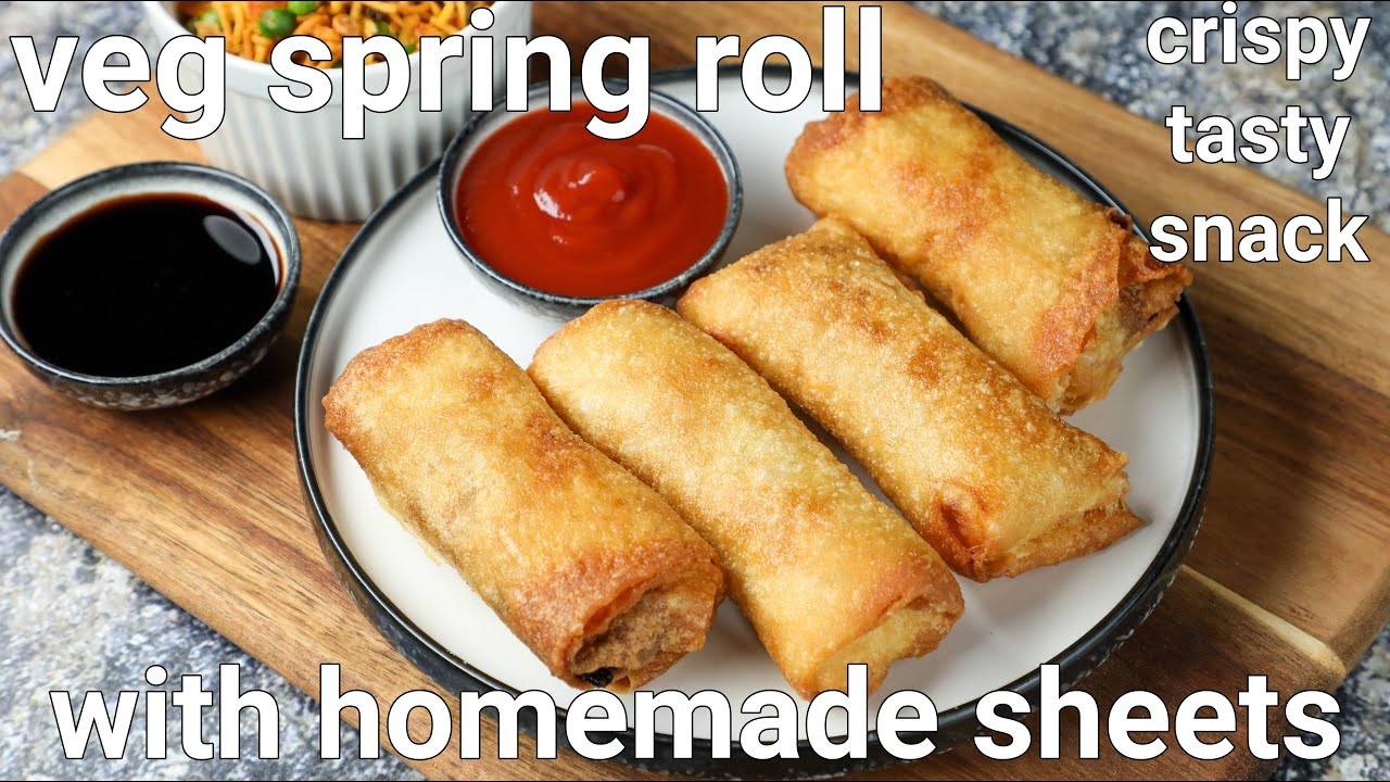 veg spring roll recipe with homemade spring rolls sheet | crispy & crunchy spring rolls | Hebbar | Hebbars Kitchen