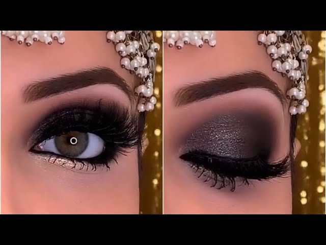 हिंदी Step By Step BLACK GLITTER SMOKEY Eye Makeup Tutorial 