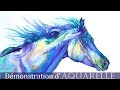 Démonstration d'aquarelle : Cheval [Grain Torchon]