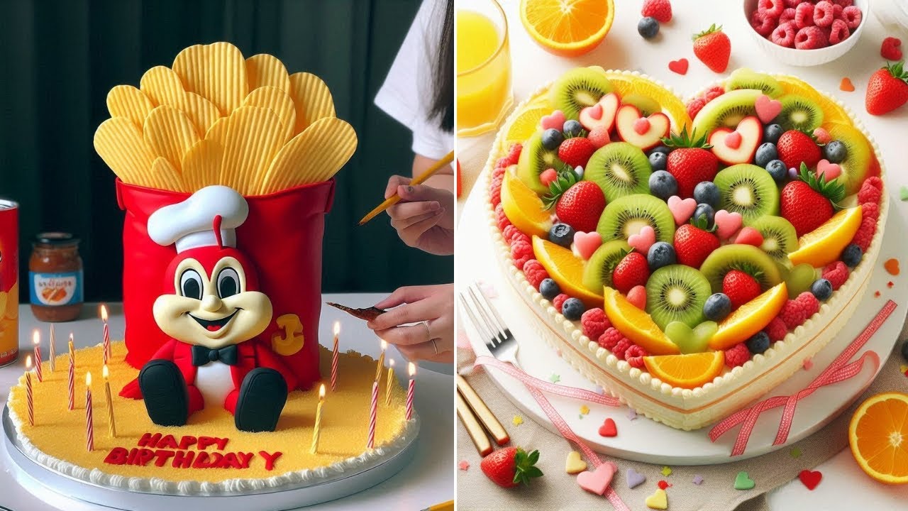 CHALLENGE TO MAKE A GIANT HEARTSHAPED FRUIT BIRTHDAY CAKE cake cakedecorating fruitcake