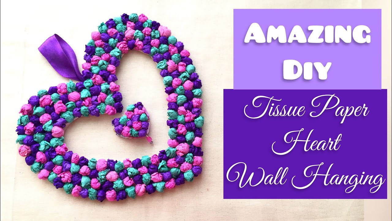 DIY Tissue Paper Heart Wreath 💖 | Easy Paper Heart Wall Hanging Craft ...