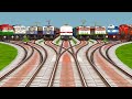 09 Realistic Indian Train Crossings On Curved Branched Tracks | passenger trains | train simulator