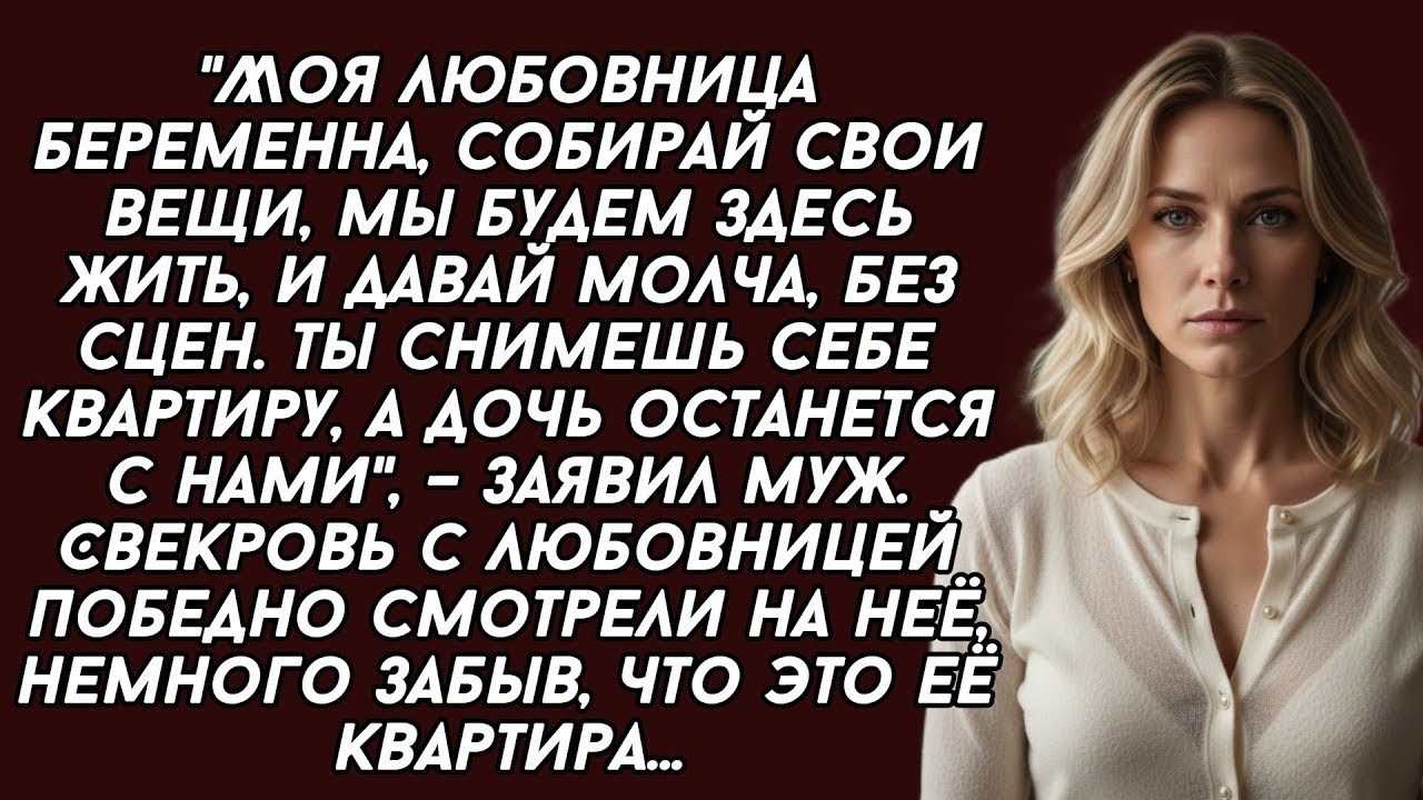Моя любовница беременна, собирай свои вещи, мы будем здесь жить,– заявил муж забыв что квартира моя