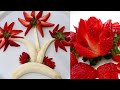 How to Make Strawberry Decoration | Strawberry Art | Fruit Carving Strawberry Garnishes